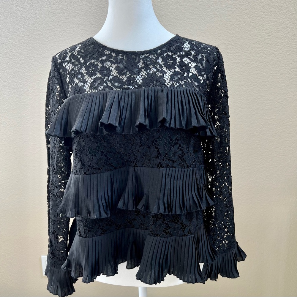NWT J Crew Petite lace top with pleats